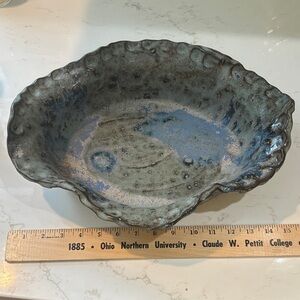 Handcrafted Blue and Gray Ceramic Bowl